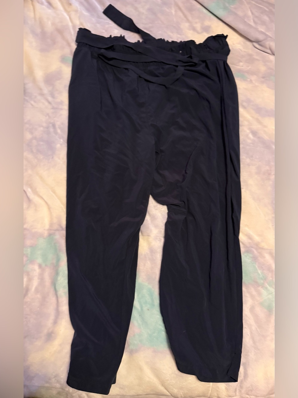 STYLUS Black Paperbag Waist Cropped Joggers